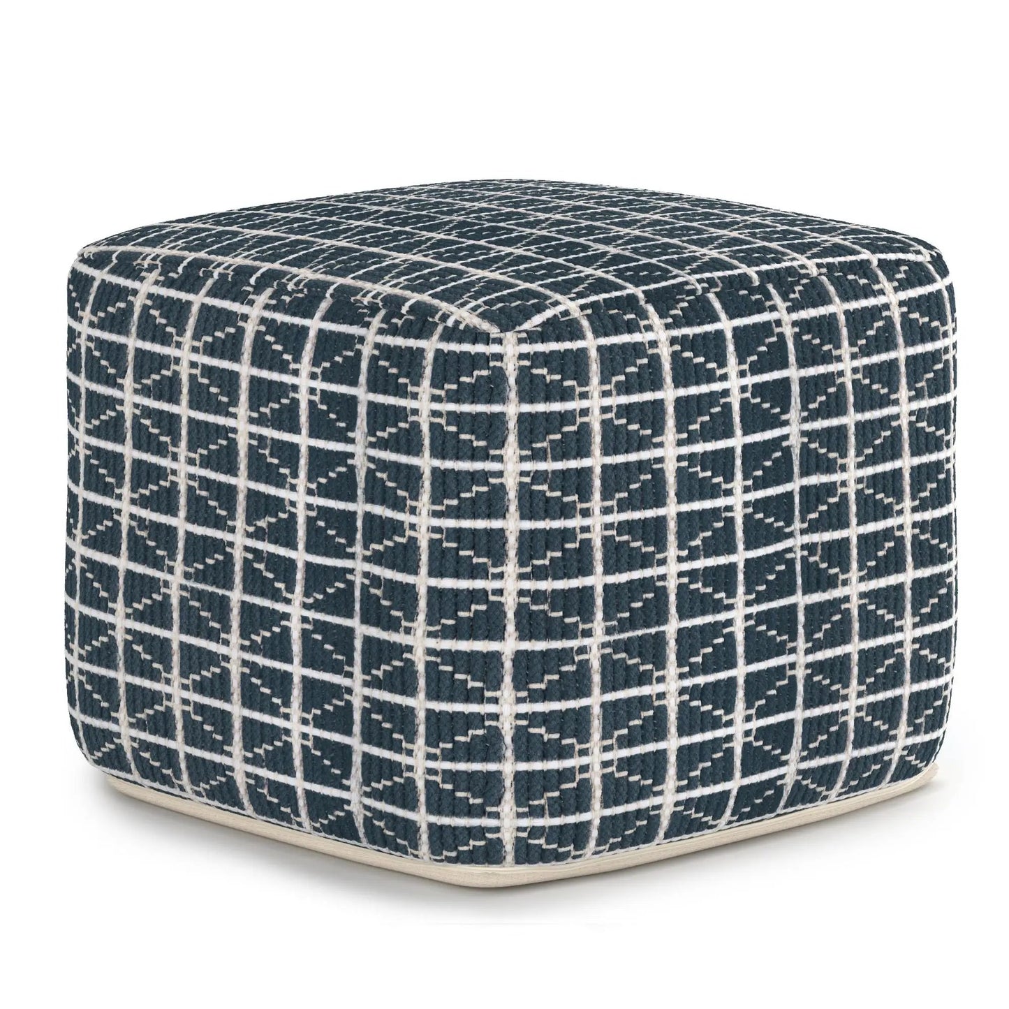 Noreen Upholstered Square Pouf Hand Woven Dark