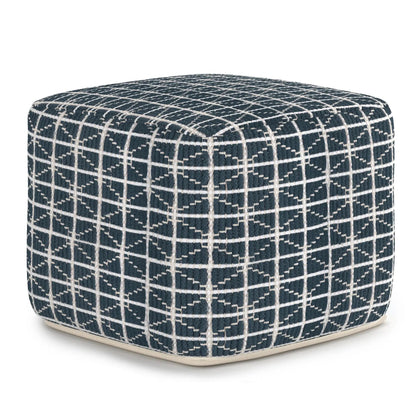 Noreen Upholstered Square Pouf Hand Woven Dark