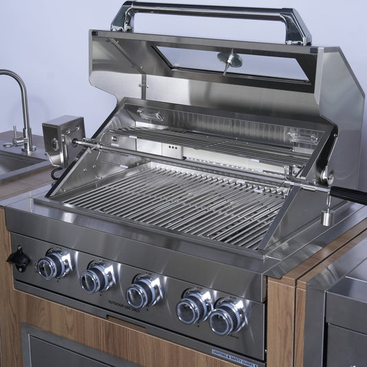 NL-4B02-W four-burner gas grill built-in, HouseOfZazla stainless steel with hood and four knobs on Tampa Home & Garden Store