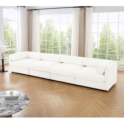 White stationary sofa with storage and cylindrical backrests by Unique Piece Furniture on Tampa Home & Garden Store
