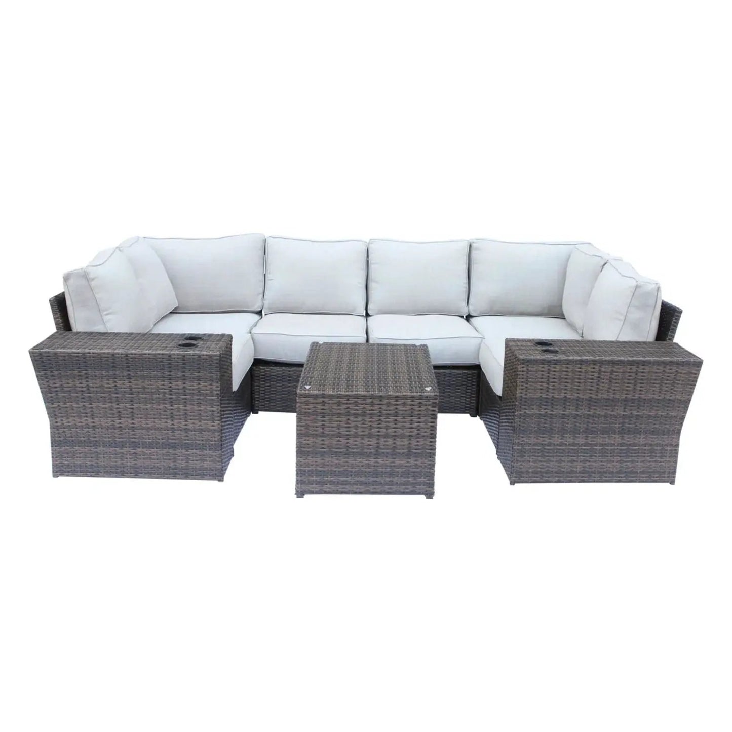 Outdoor Wicker Sectional with Weather Cushions