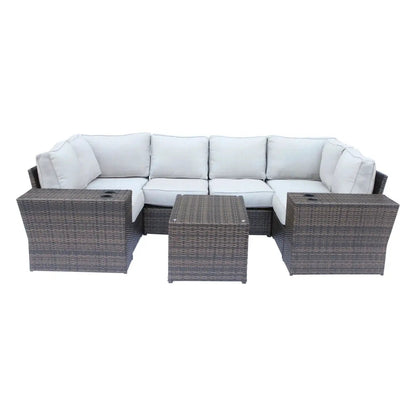 Outdoor Wicker Sectional with Weather Cushions