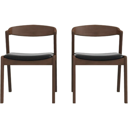 Dakota Mid-Century Dining Chair Set of 2 with brown wood frame and black cushioned seats on Tampa Home & Garden Store