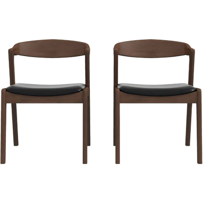 Mid-Century Modern dining chairs set of 2 brown wood frames and black seats by HouseOfZazla on Tampa Home & Garden Store