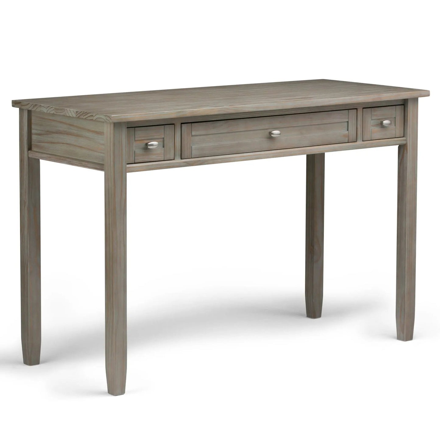 Warm Shaker Handcrafted Desk with three drawers in weathered gray wood on Tampa Home & Garden Store