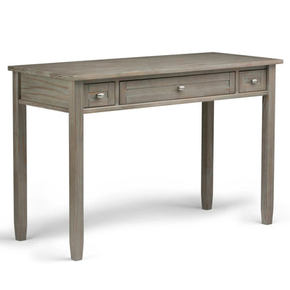 Warm Shaker Handcrafted Desk with three drawers in weathered gray wood on Tampa Home & Garden Store