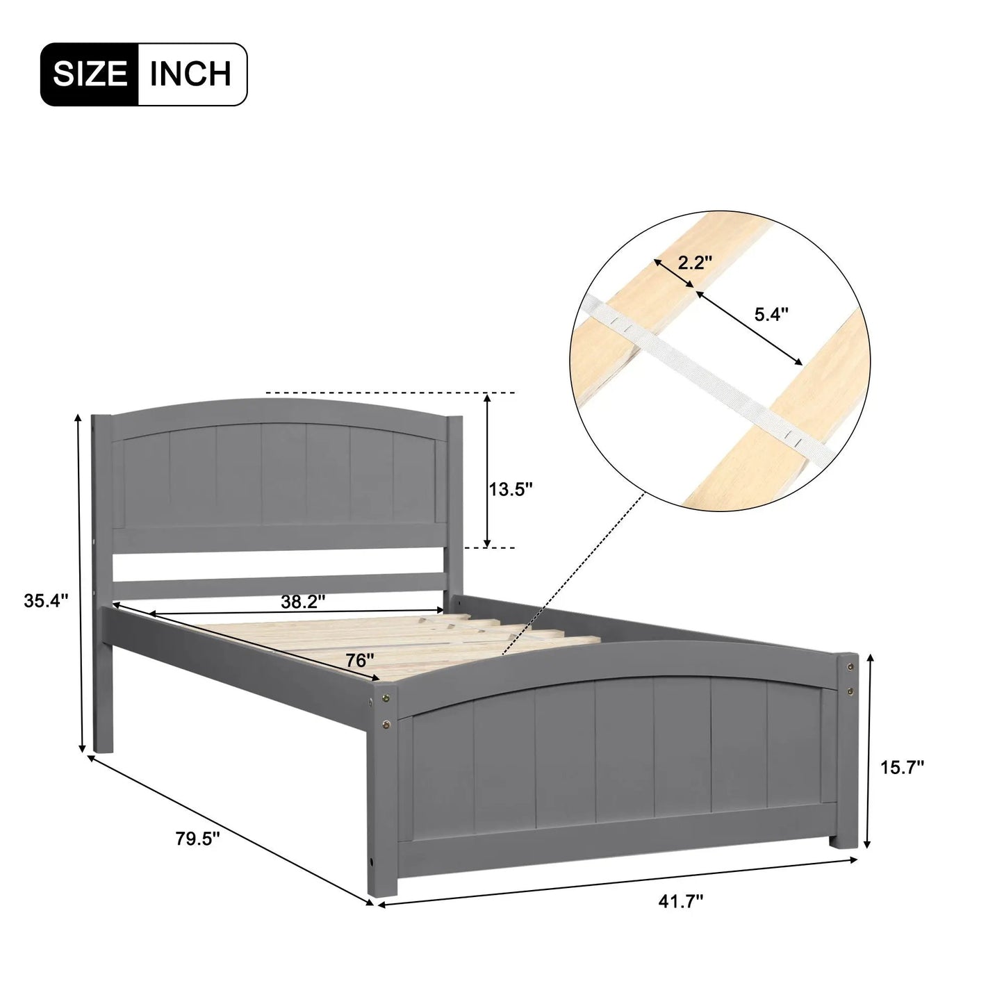 Platform Bed and Headboard With Footboard Slats