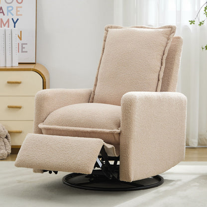 Cozy Swivel Glider Recliner Chair and Leg Rest