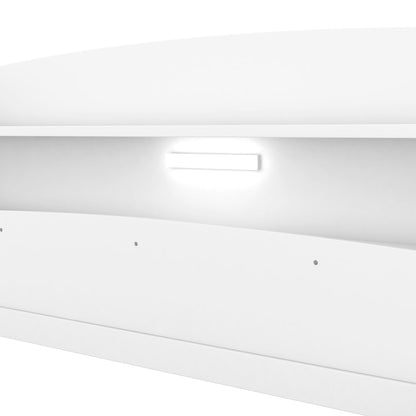White modern interior with a slim horizontal LED wall light and curved ceiling lines on Tampa Home & Garden Store