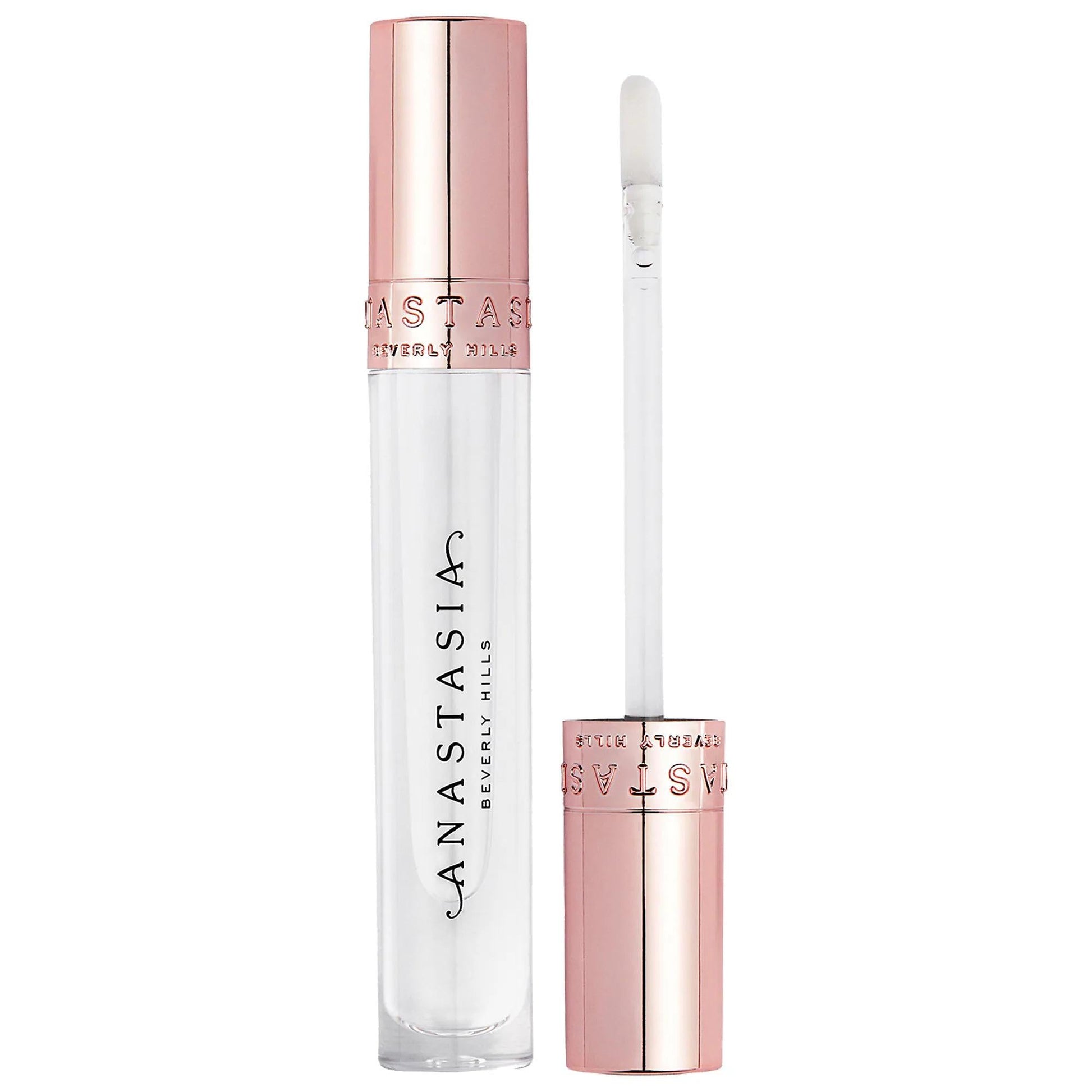 Lip gloss by Beauty Care Bag; 2 clear tubes with rose gold caps, non-sticky crystal shine on Tampa Home & Garden Store