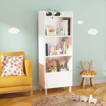 Kids 4-Tier Bookcase Children's Book Display Bookshelf Toy Storage Cabinet Organizer for Children's Room Playroom - Tampa Home & Garden Store