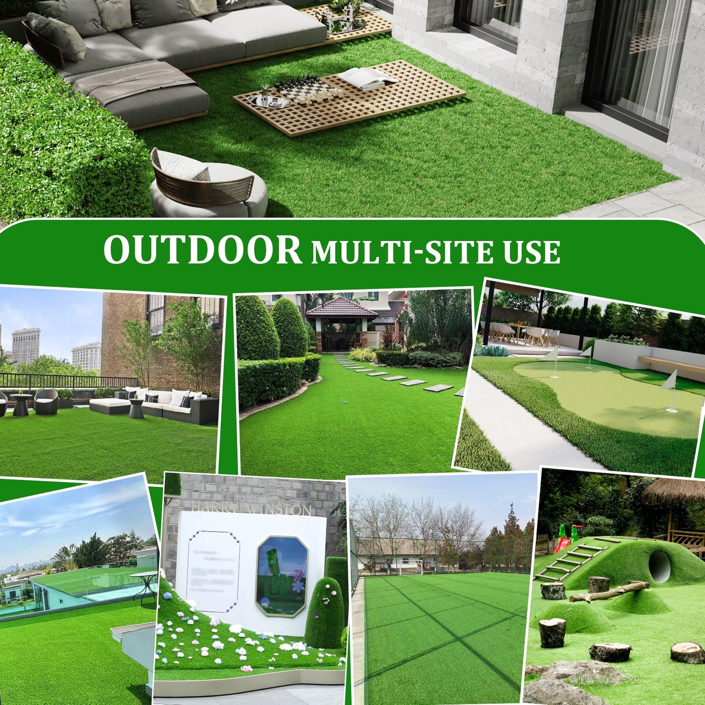 4FTX6FT outdoor artificial grass running blanket, thick and realistic fake grass roll with a pile height of 1.38 inches