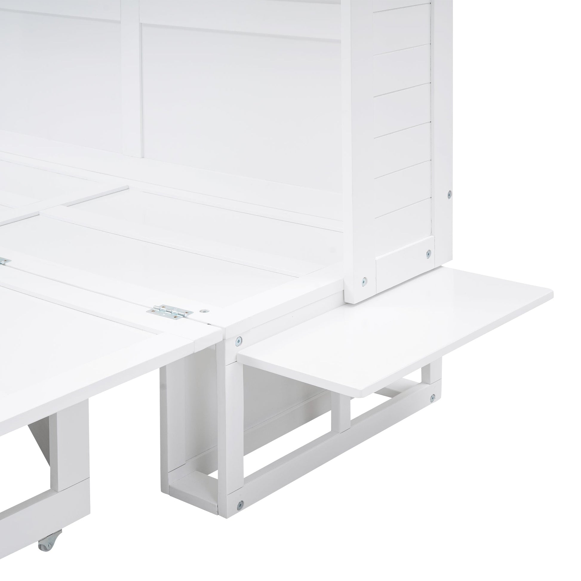 ueen Size Murphy Bed with Bookcase, Bedside Shelves and a Big Drawer, White - Tampa Home & Garden Store