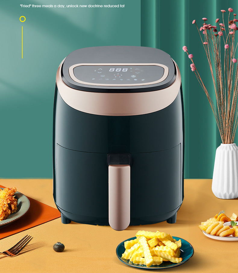 Visual Air Fryer electromechanical fryer, dark teal with rose-gold trim and touchscreen on Tampa Home & Garden Store