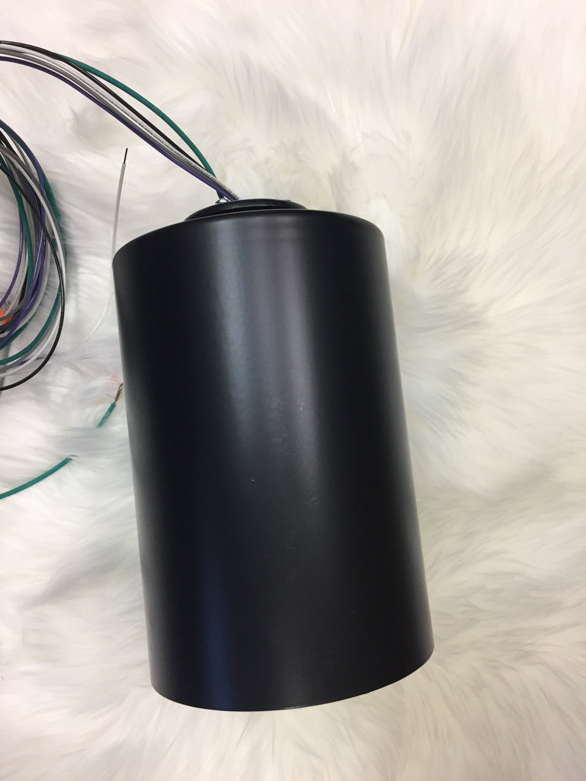 Lithonia LDN4CYL ceiling light fixture with black cylindrical housing and exposed wires on Tampa Home & Garden Store