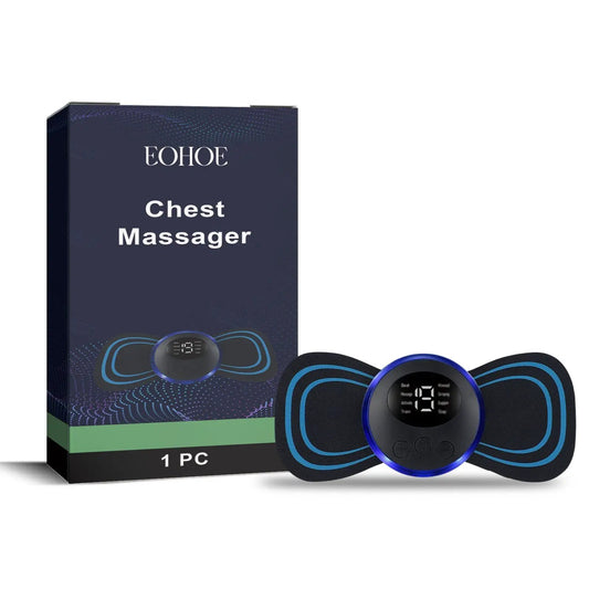 EOHOE Chest Massager, black with blue accents, ABS and leather for firming on Tampa Home & Garden Store