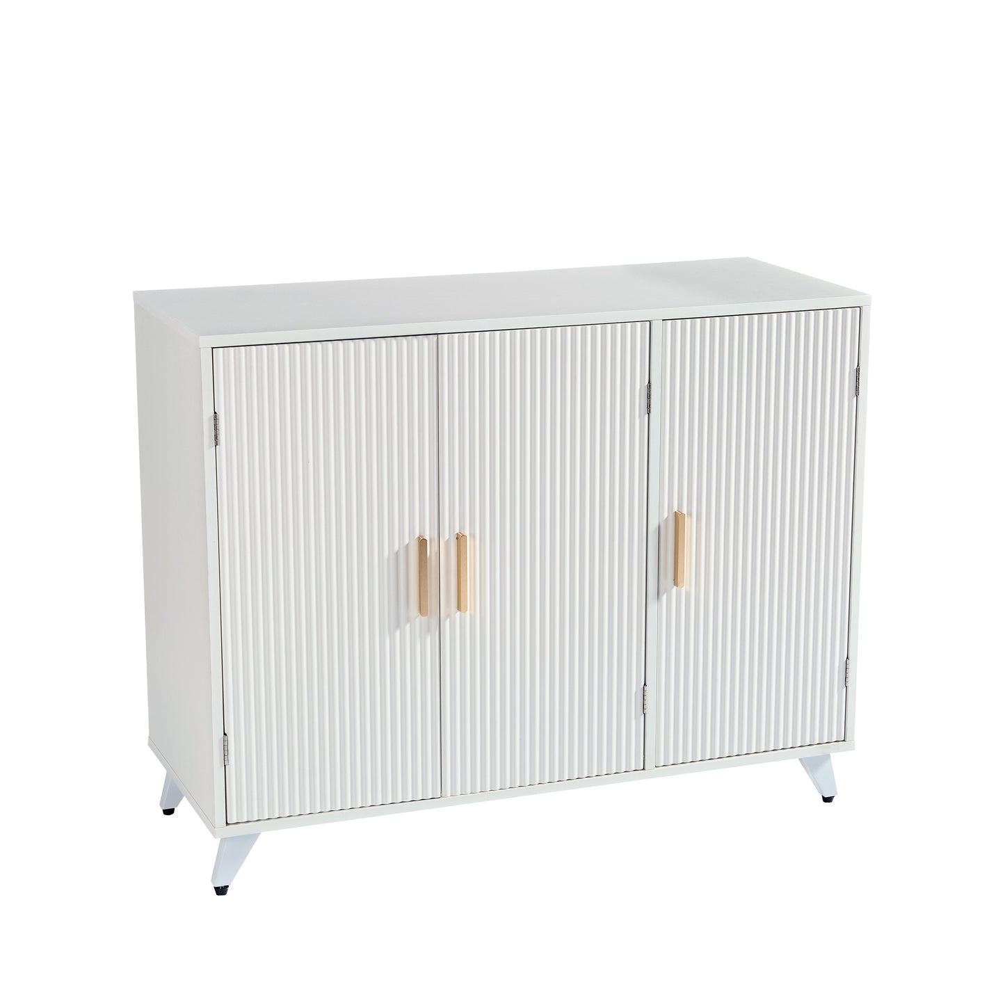 ideboard with wavy texture buffet cabinet, white accent cabinet with door, modern bookcase for kitchen living room - Tampa Home & Garden Store