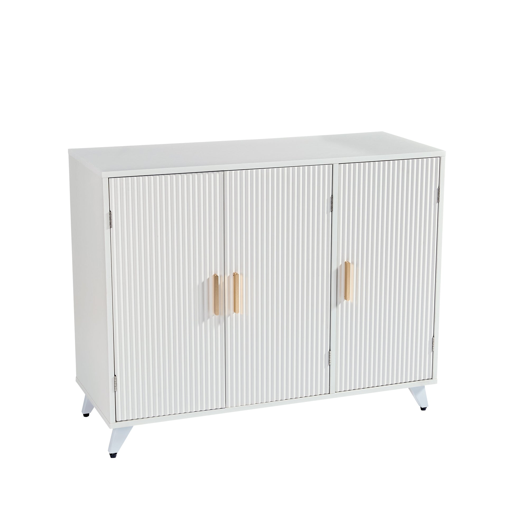ideboard with wavy texture buffet cabinet, white accent cabinet with door, modern bookcase for kitchen living room - Tampa Home & Garden Store