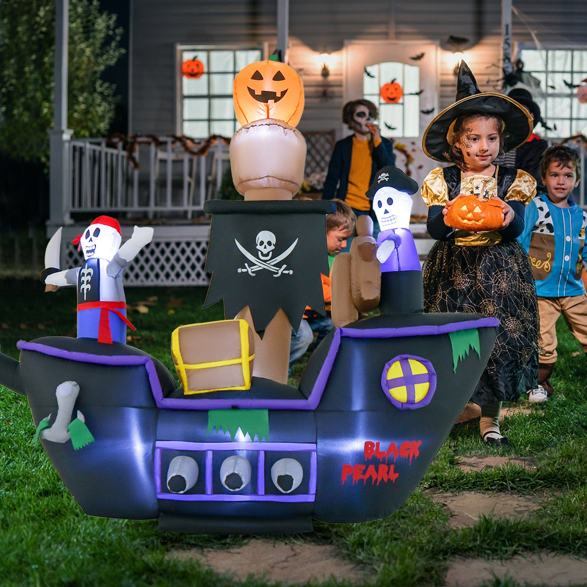 7 ft Halloween Inflatable Pirate Ship with LED Lights Blower DirectDeals Inflatable Decor on Tampa Home & Garden Store