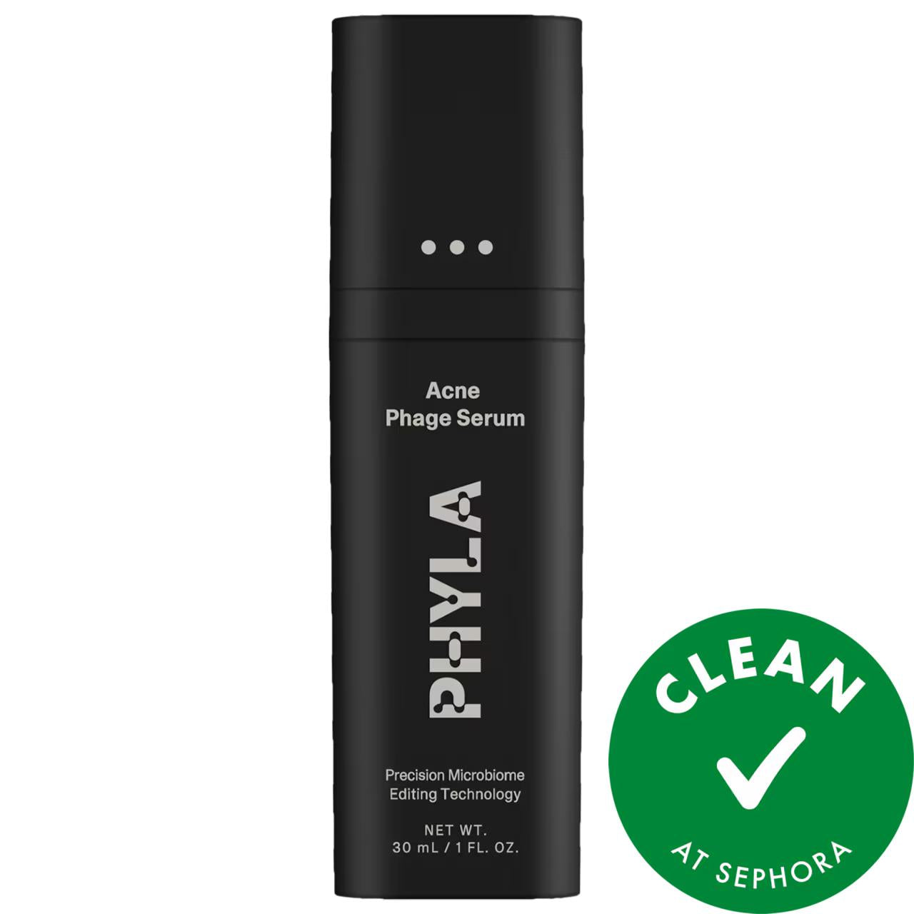 Acne Phage Serum face serum by Beauty Care Bag, black bottle with white text and Clean at Sephora badge on Tampa Home & Garden Store