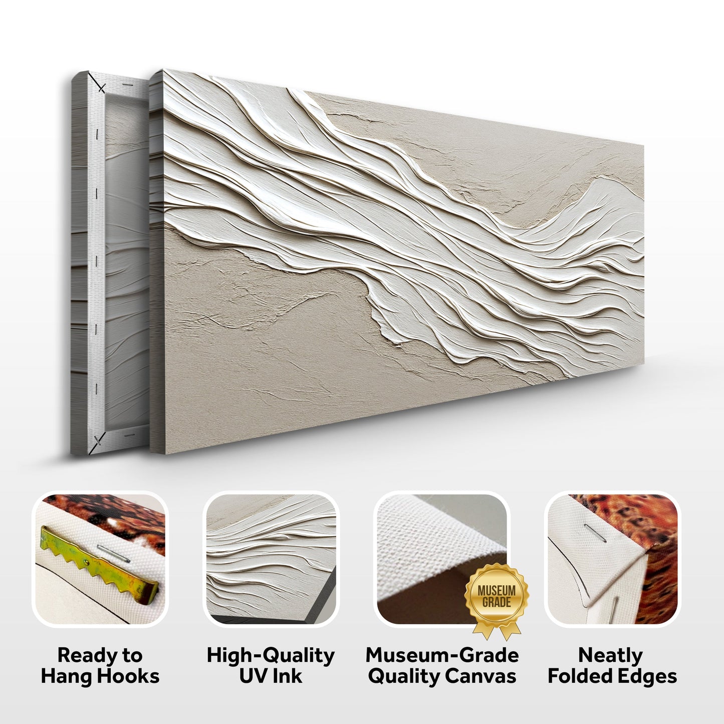 Minimalist Wall Art IV canvas with beige textured waves by Tailored Canvases crafting canvas on Tampa Home & Garden Store