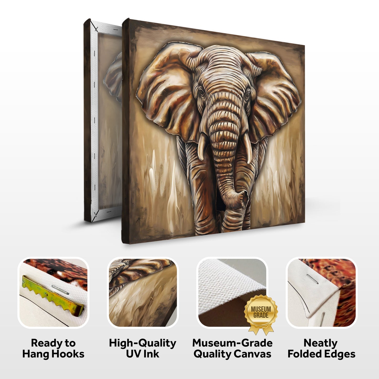 3D Elephant Wall Art Canvas Tailored Canvases textured elephant relief on crafting canvas on Tampa Home & Garden Store