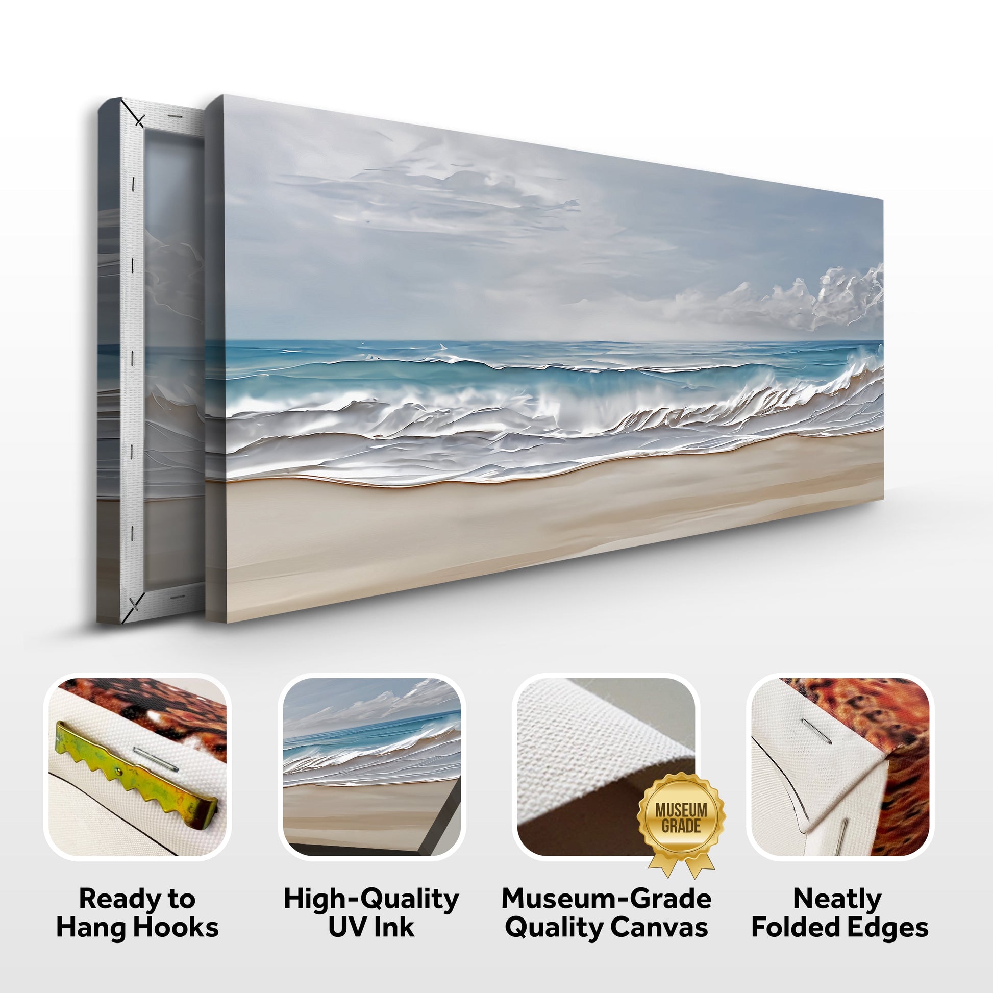 Serene Ocean Wave VII canvas by Tailored Canvases; blue ocean, white foam, pale sky on Tampa Home & Garden Store