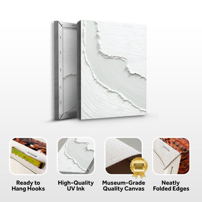 Abstract Minimalist Wave Wall Art canvas with torn-edge white textured waves on layered panels on Tampa Home & Garden Store