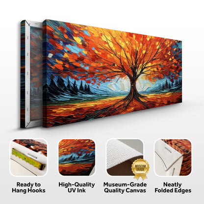 Autumn Fire Wall Art canvas by Tailored Canvases featuring a fiery autumn tree on Tampa Home & Garden Store