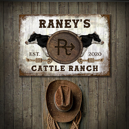 Cattle Brand Holstein Sign canvas by Tailored Canvases on rustic wood backdrop on Tampa Home & Garden Store