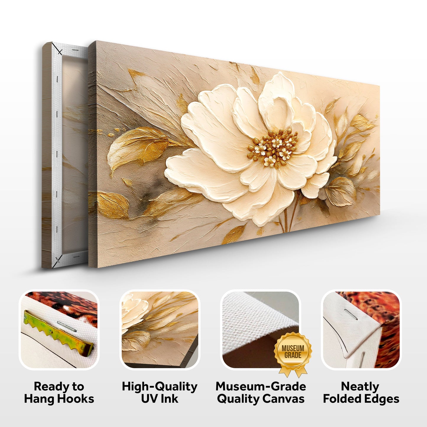 Canvas wall art Minimalist Wall Art X, 2-panel beige floral design by Tailored Canvases on Tampa Home & Garden Store