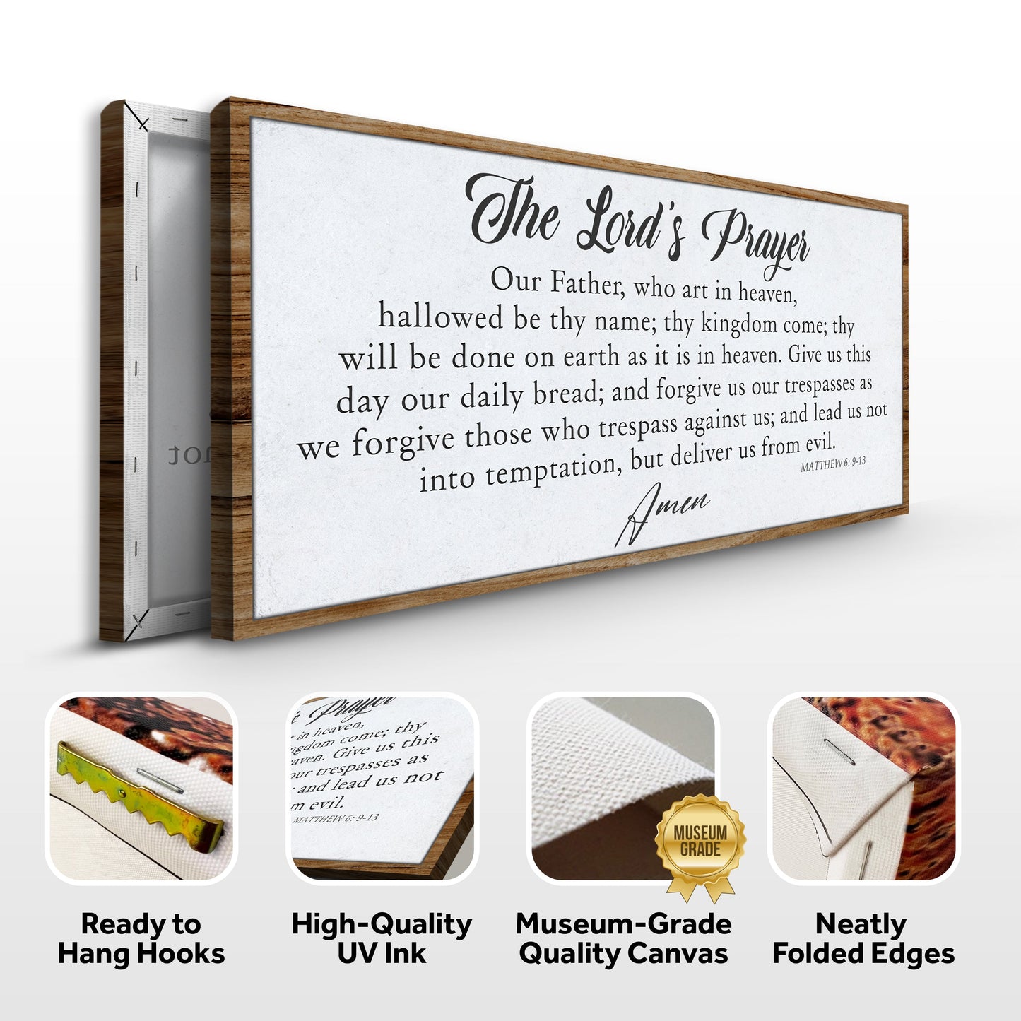 The Lord's Prayer Faith Sign II canvas by Tailored Canvases with rustic wood frame on Tampa Home & Garden Store