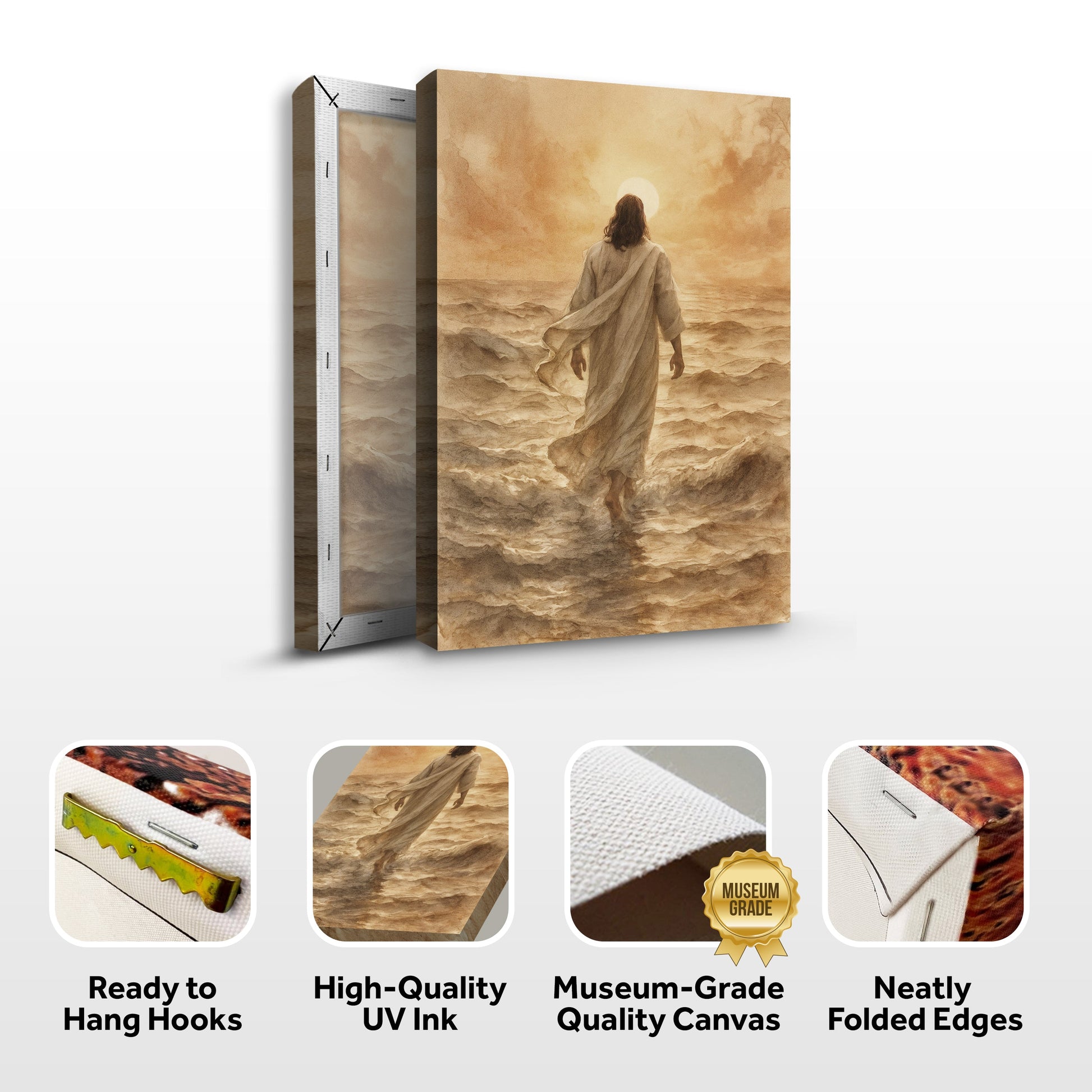 Jesus Christ Walking On Water Faith Wall Art VI canvas by Tailored Canvases in sepia tones on Tampa Home & Garden Store