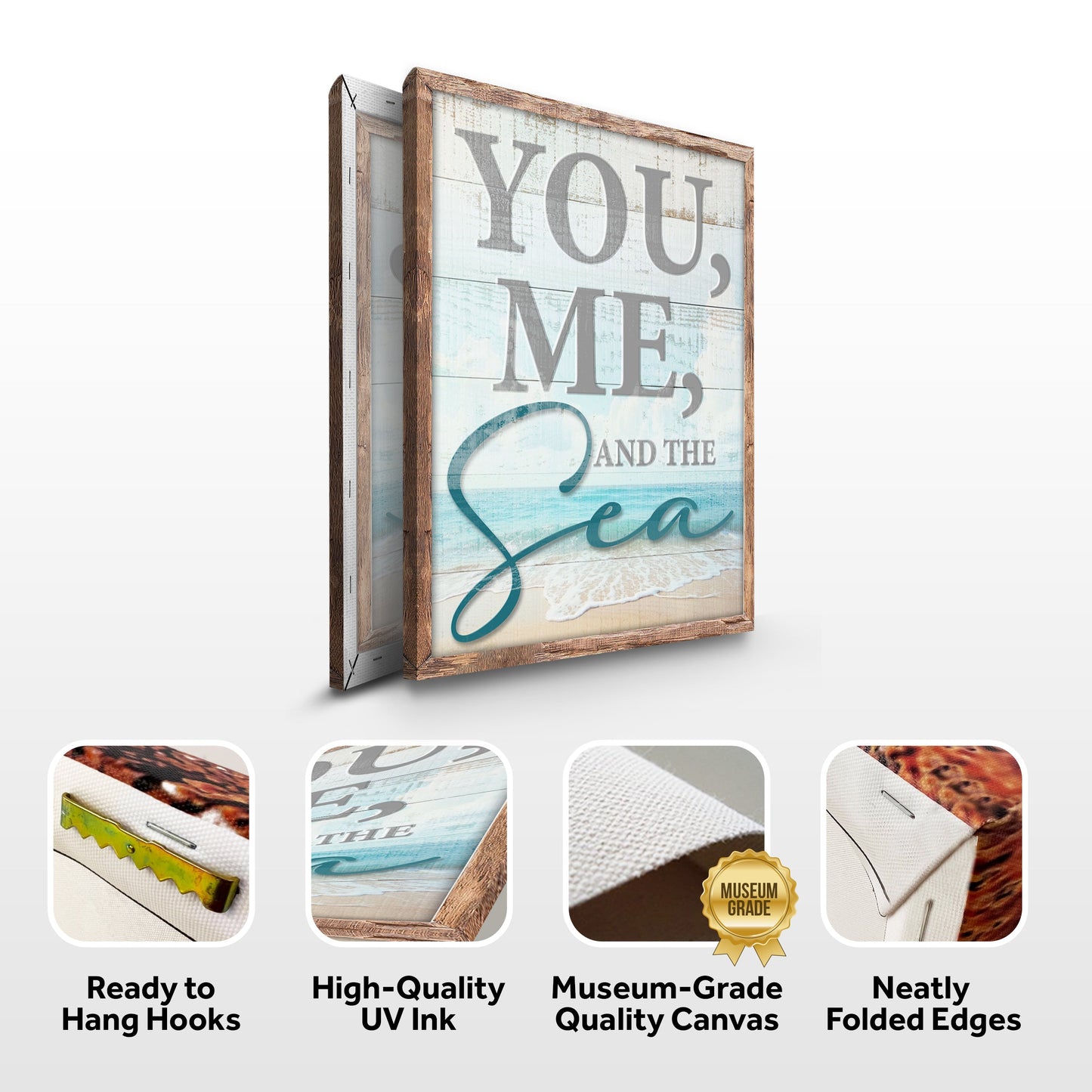You Me and the Sea coastal sign canvas on weathered wood frame by Tailored Canvases on Tampa Home & Garden Store