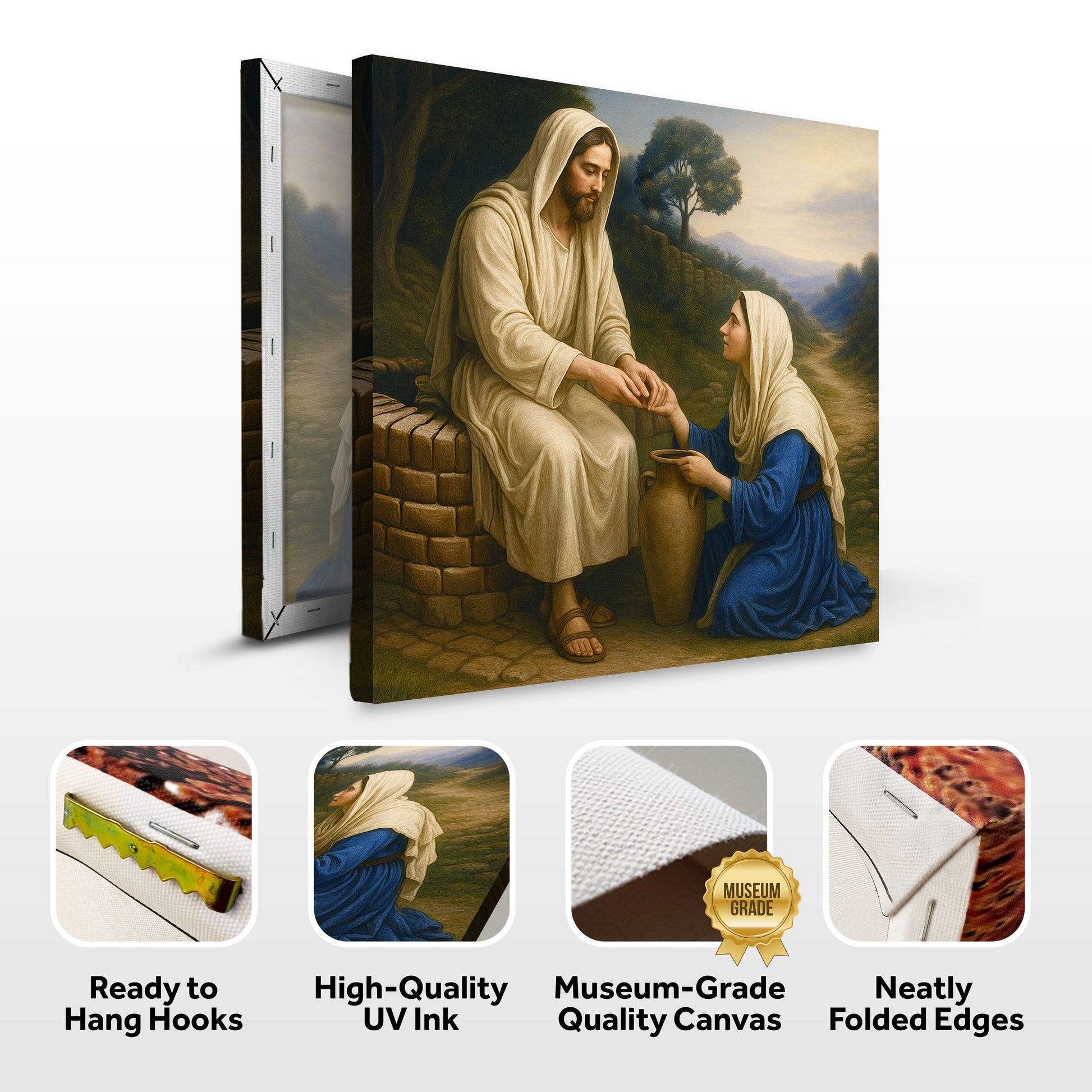 Samaritan at the Well Faith Wall Art canvas by Tailored Canvases in warm, earthy tones on Tampa Home & Garden Store