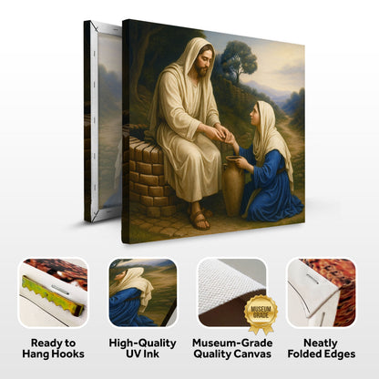 Samaritan at the Well Faith Wall Art canvas by Tailored Canvases in warm, earthy tones on Tampa Home & Garden Store