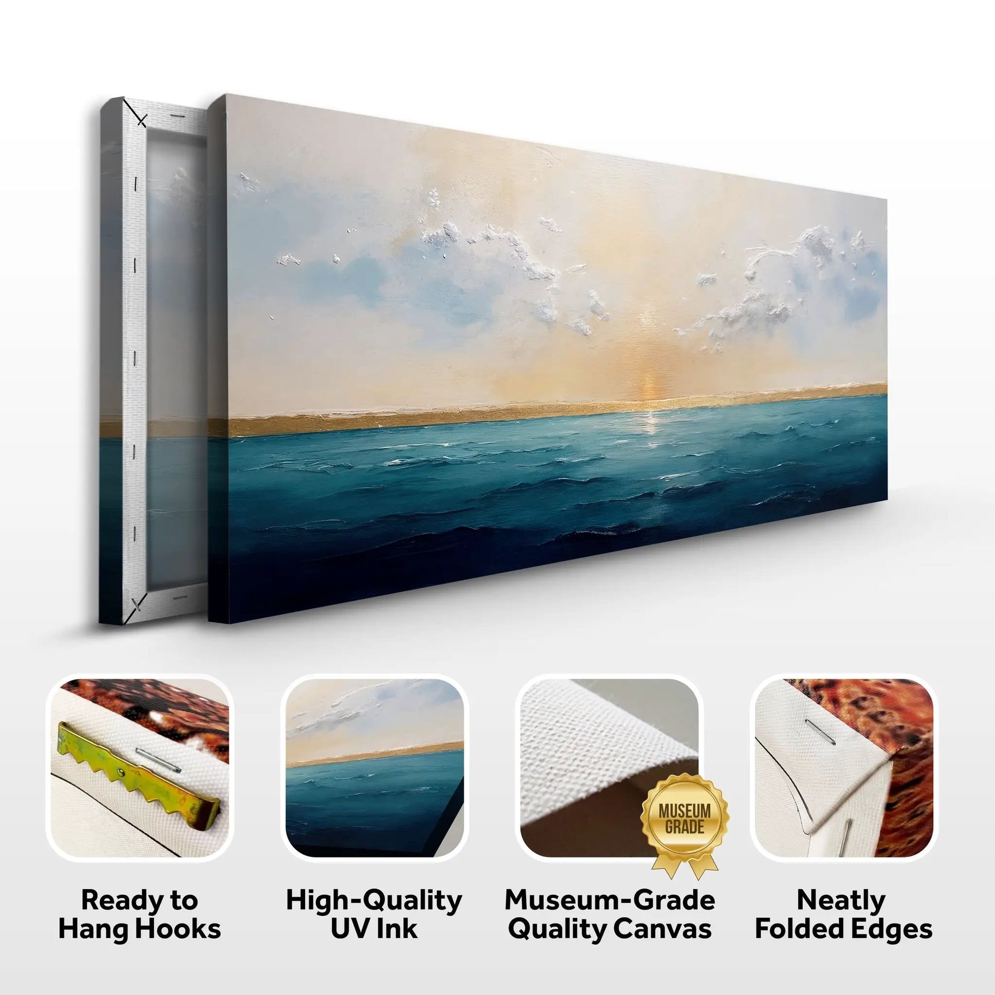Waterscape Abstract Wall Art VI canvas by Tailored Canvases; blue beige seascape with subtle texture on Tampa Home & Garden Store