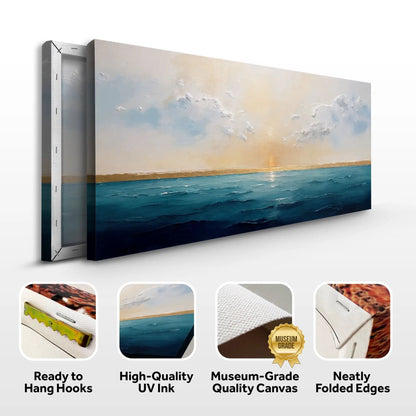Waterscape Abstract Wall Art VI canvas by Tailored Canvases; blue beige seascape with subtle texture on Tampa Home & Garden Store