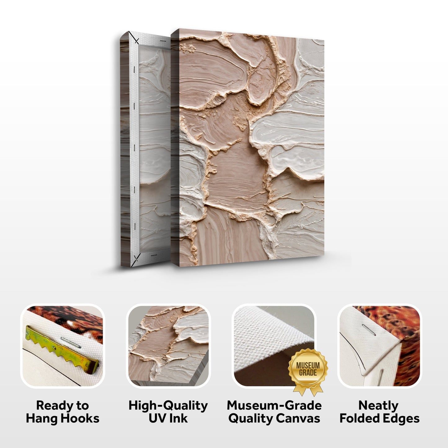 Ivory Minimalist Abstract Wall Art Canvas by Tailored Canvases; textured beige abstract design on Tampa Home & Garden Store