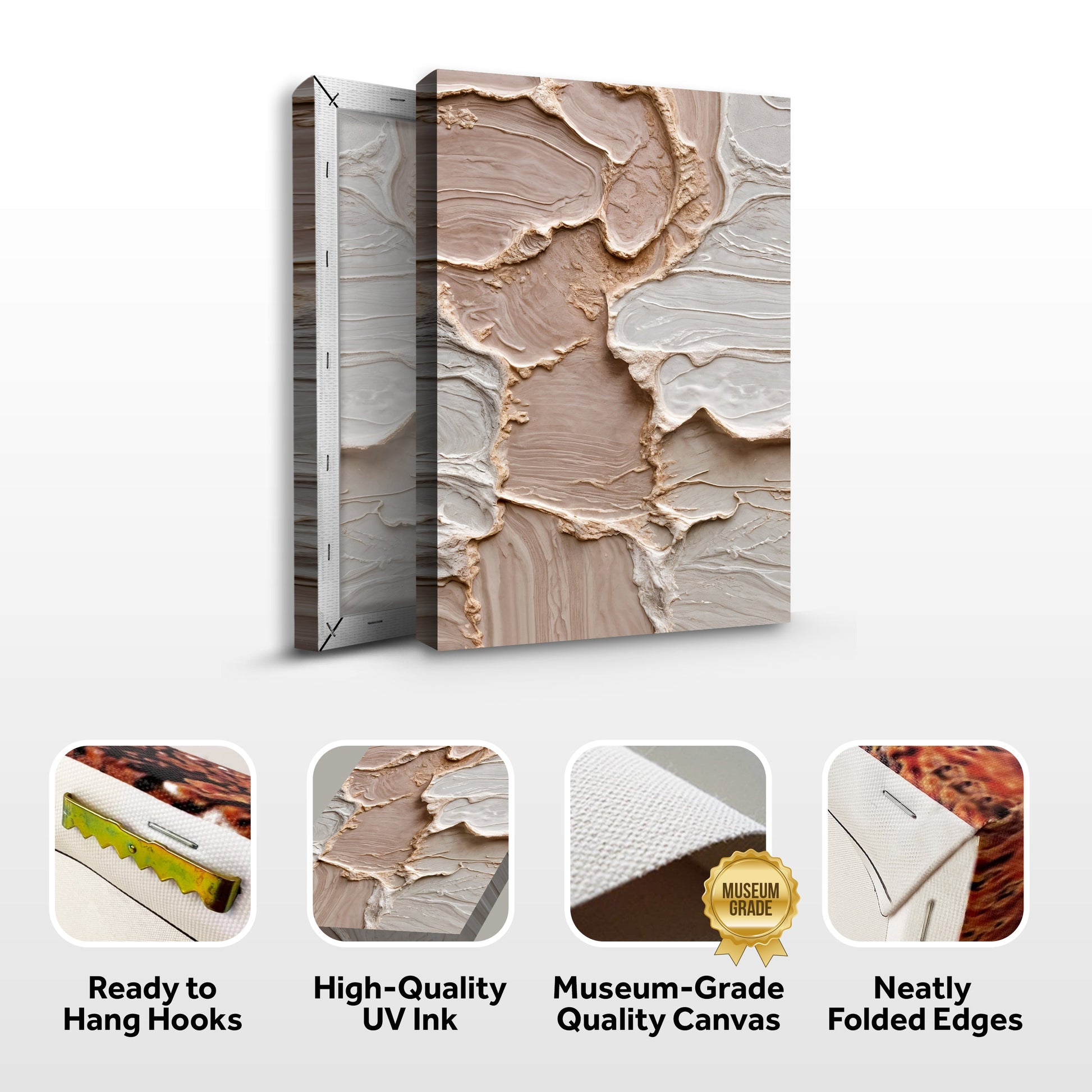 Ivory Minimalist Abstract Wall Art Canvas by Tailored Canvases; textured beige abstract design on Tampa Home & Garden Store