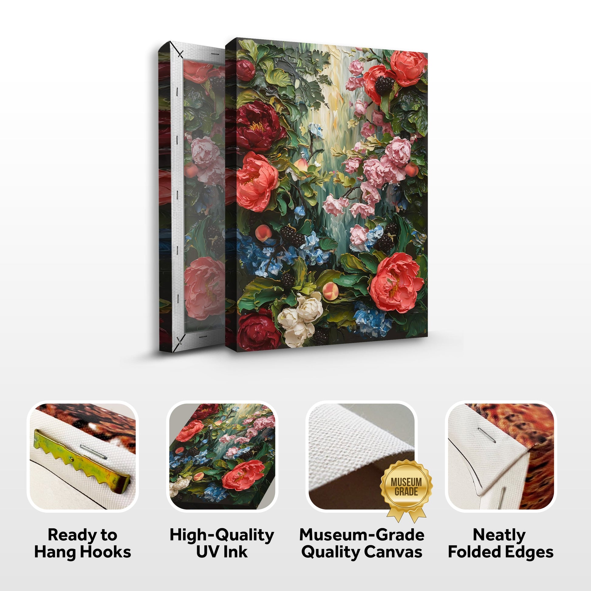 Garden Floral Wall Art canvas by Tailored Canvases, vibrant multi-panel floral bouquet on Tampa Home & Garden Store