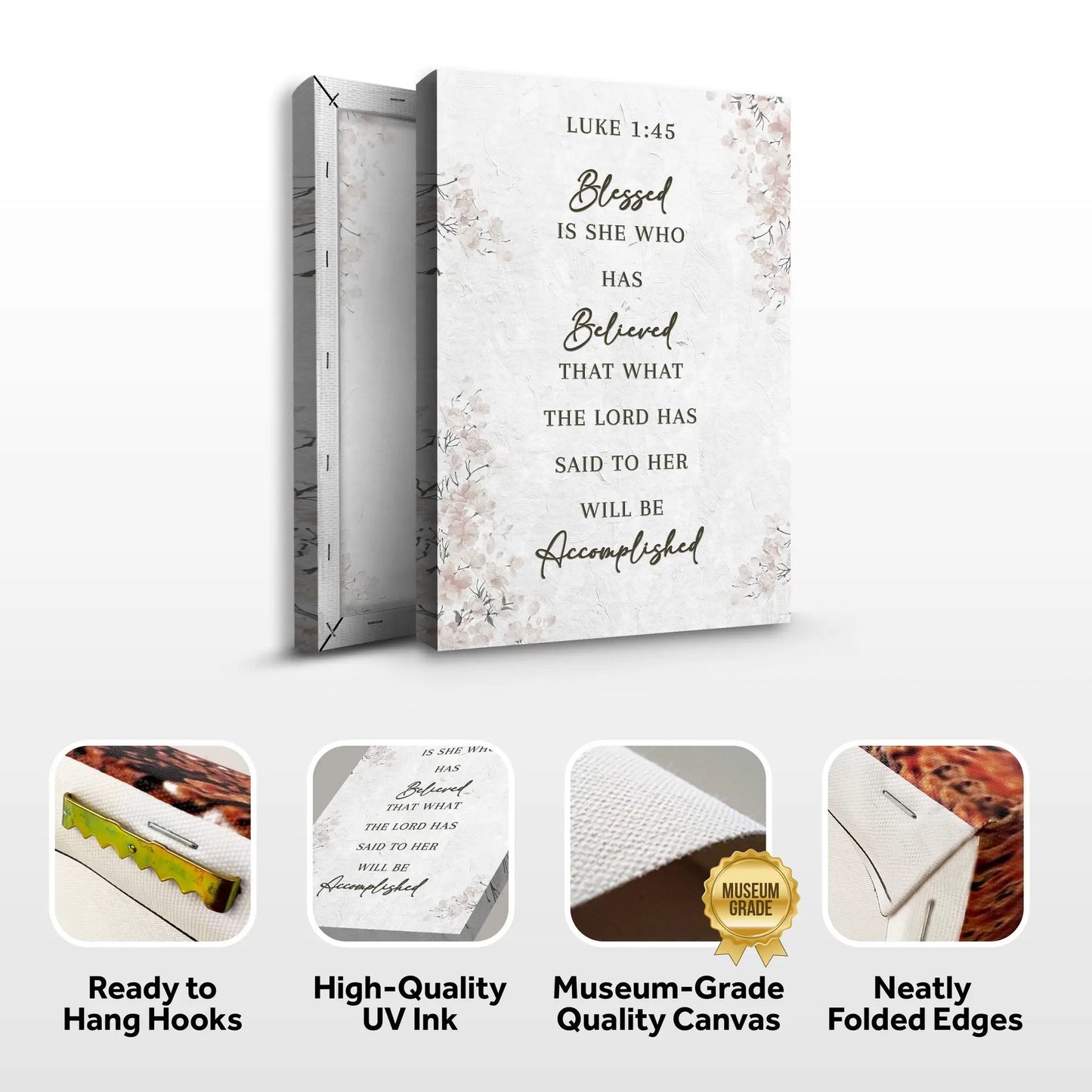 Tailored Canvases Blessed Is She Who Believed Luke 1:45 Faith Wall Art III canvas with border on Tampa Home & Garden Store