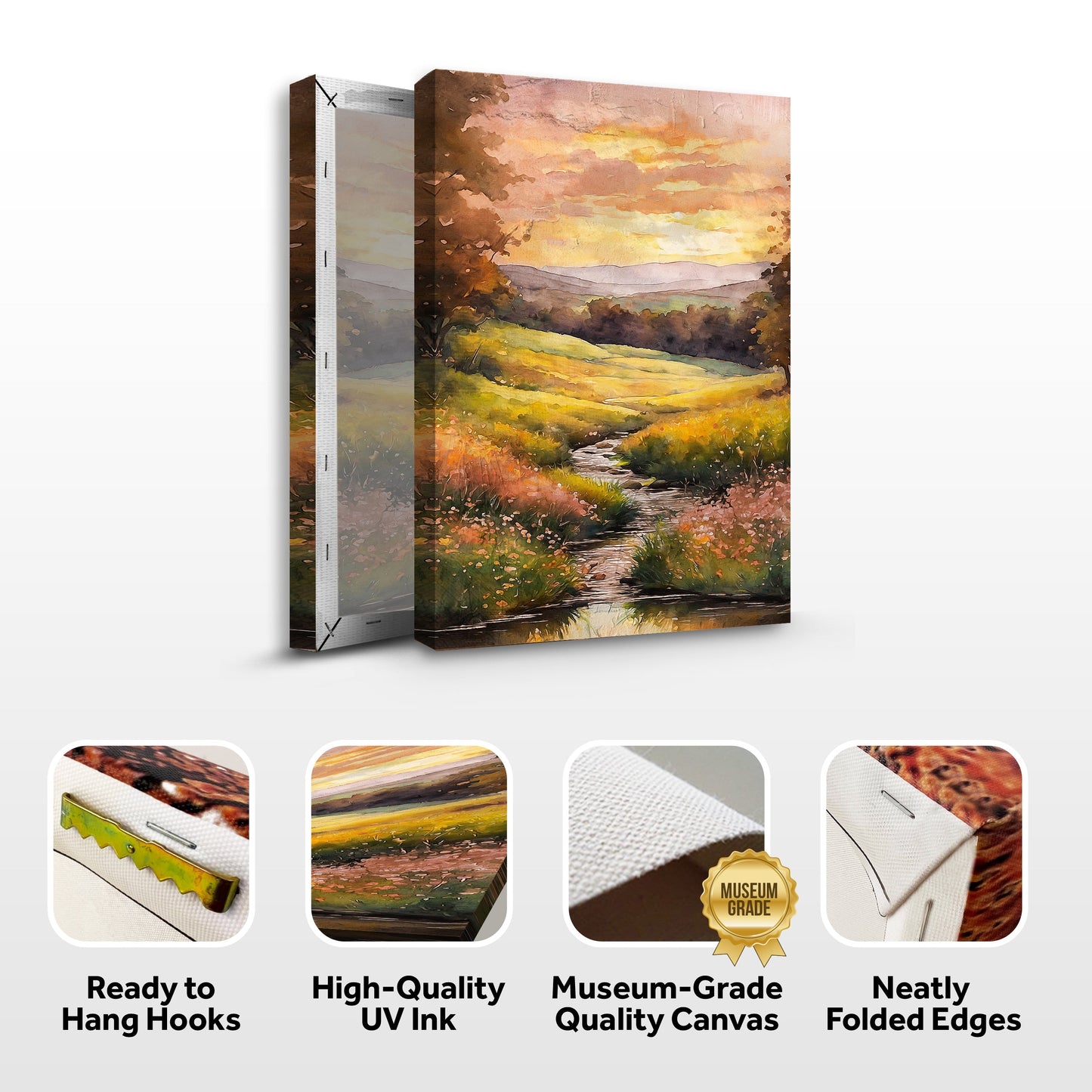 Misty River Wall Art canvas, 3-panel landscape with warm sunset hues, by Tailored Canvases on Tampa Home & Garden Store