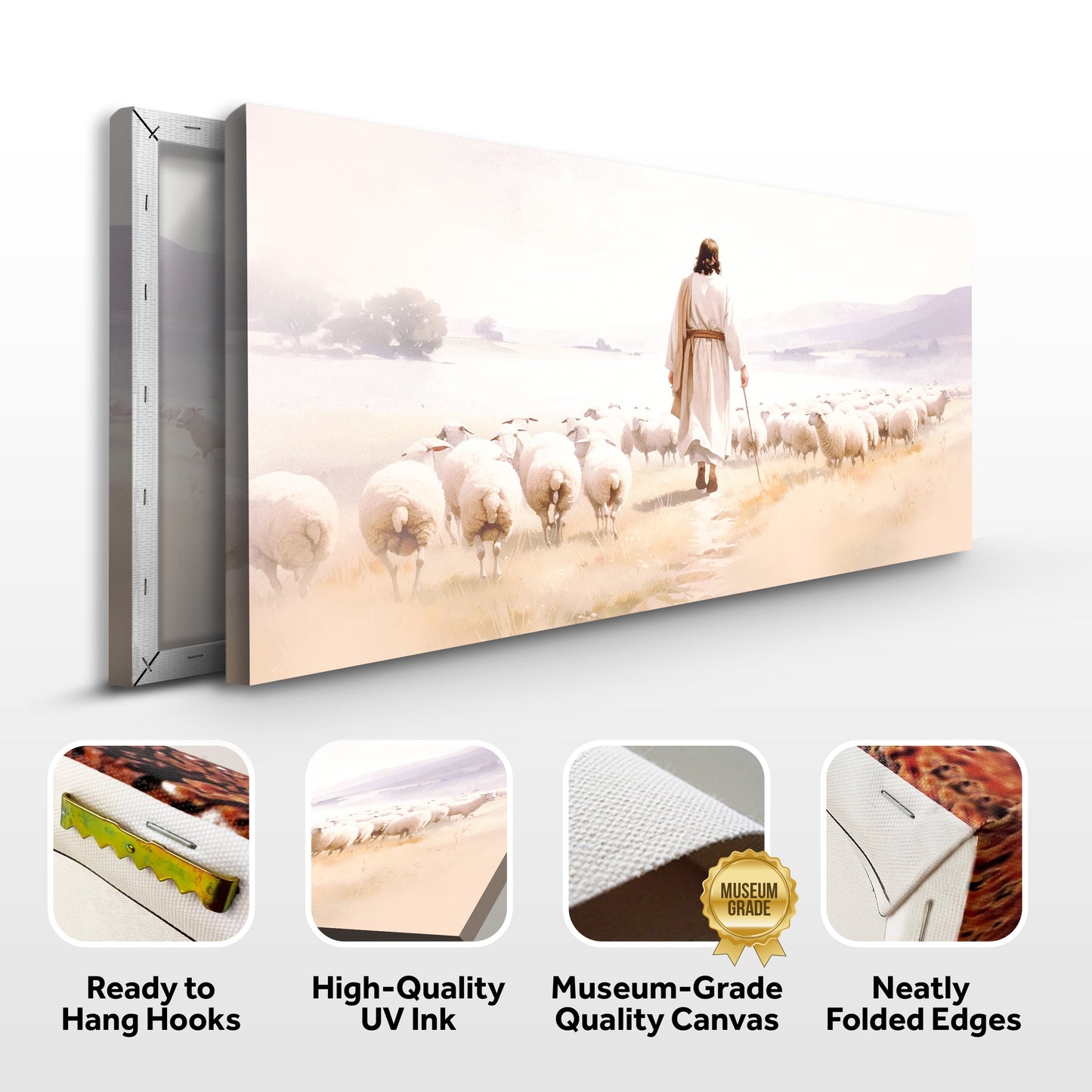 Canvas 99 Faith Wall Art XI by Tailored Canvases, serene desert shepherd with flock on Tampa Home & Garden Store
