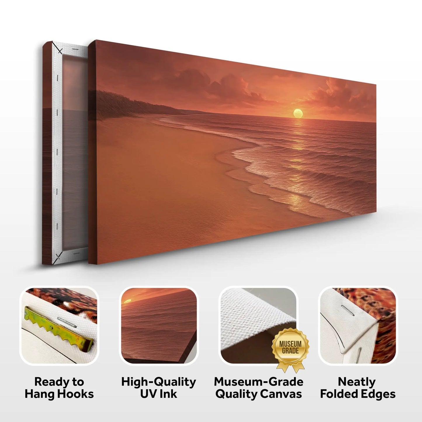 Beach Shoreline Coastal Wall Art VII canvas by Tailored Canvases warm sunset tones on Tampa Home & Garden Store