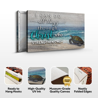 Canvas I Can Do All Things Through Christ Faith Sign IV by Tailored Canvases with sea turtle on Tampa Home & Garden Store