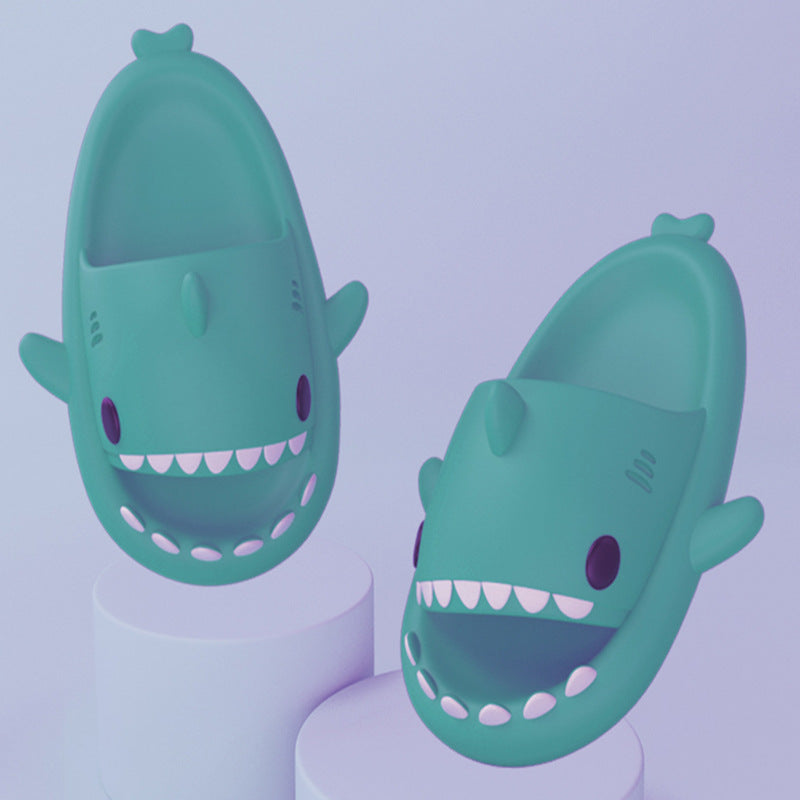 Shark-shaped teal Stevvex sandals, open-toe silicone slides, lightweight beach footwear, 2-pack on Tampa Home & Garden Store