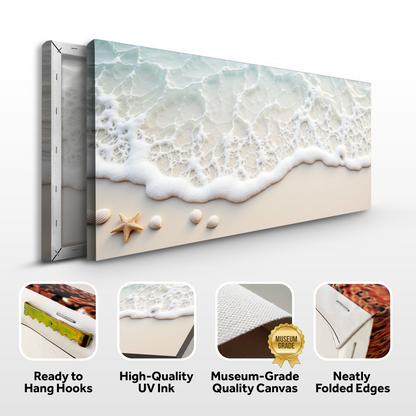 Three-panel canvas wall art Serene Ocean Wave Coastal by Tailored Canvases blue-green ocean foam on Tampa Home & Garden Store