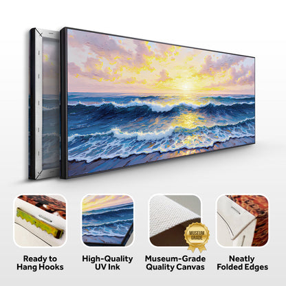Golden Horizon Wall Art Canvas by Tailored Canvases, crafting canvas with sunset over ocean on Tampa Home & Garden Store