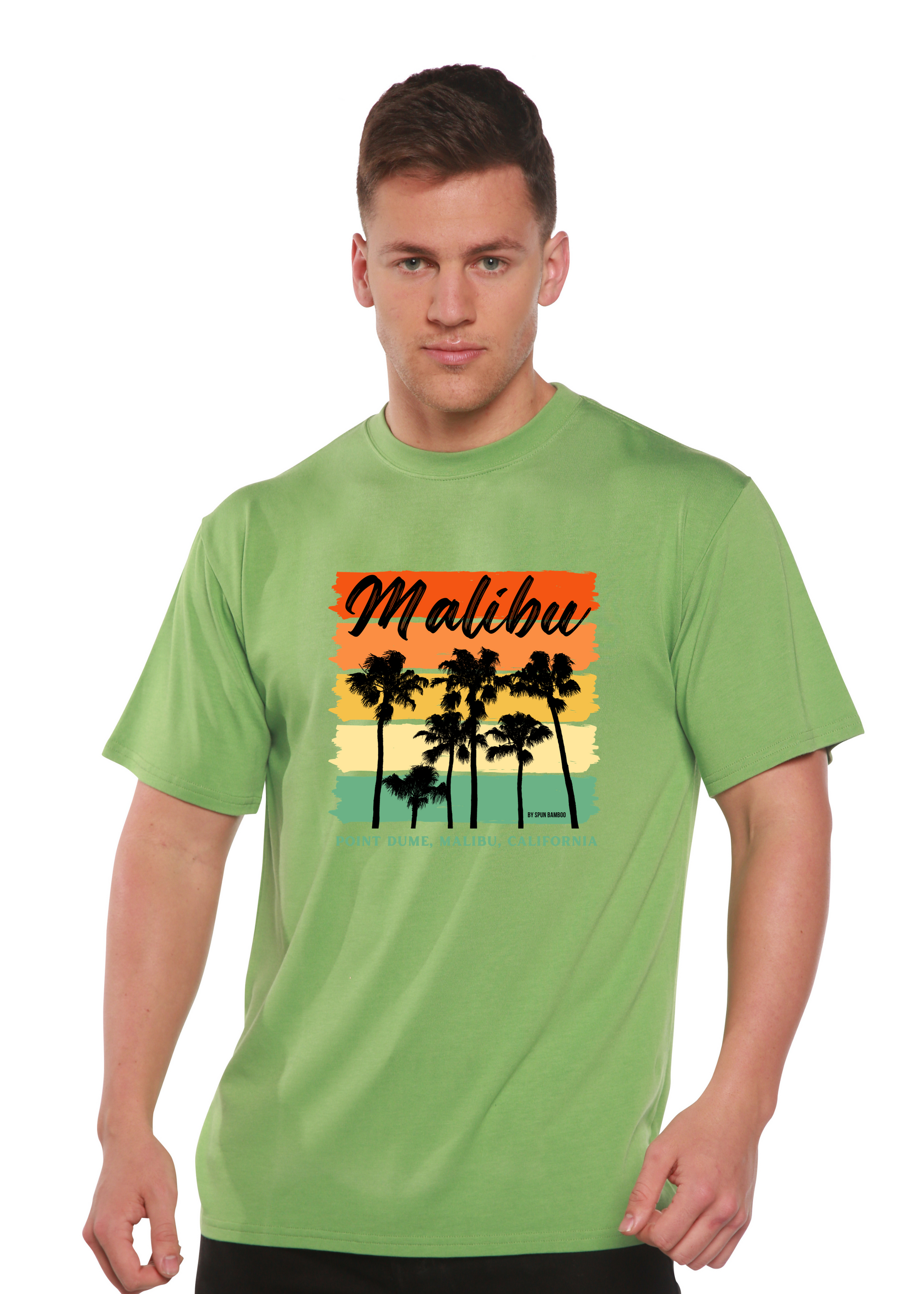Malibu unisex bamboo viscose organic cotton green graphic tee by Spun Bamboo on Tampa Home & Garden Store